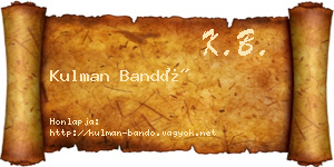 Kulman Bandó névjegykártya